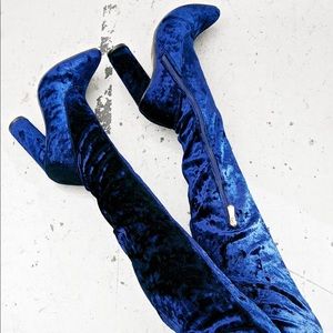 CAPE ROBBIN VELVET THIGH HIGH BOOTS